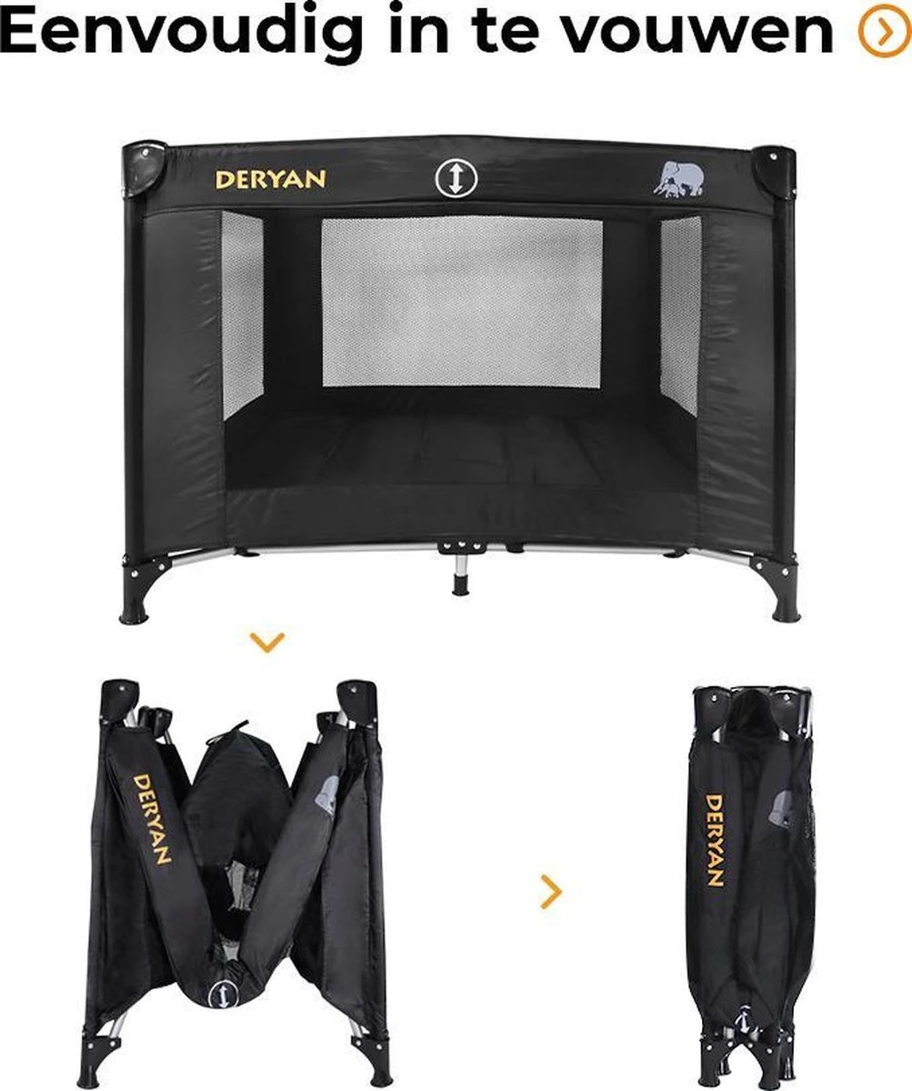 Deryan Kinderbox - Inklapbare Box - 100x100cm - Zwart - Afbeelding 6