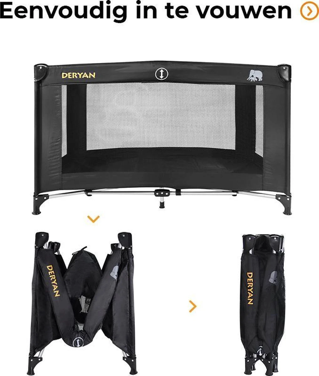 Deryan Believer Campingbedje - 120x60cm - Zwart - Afbeelding 5