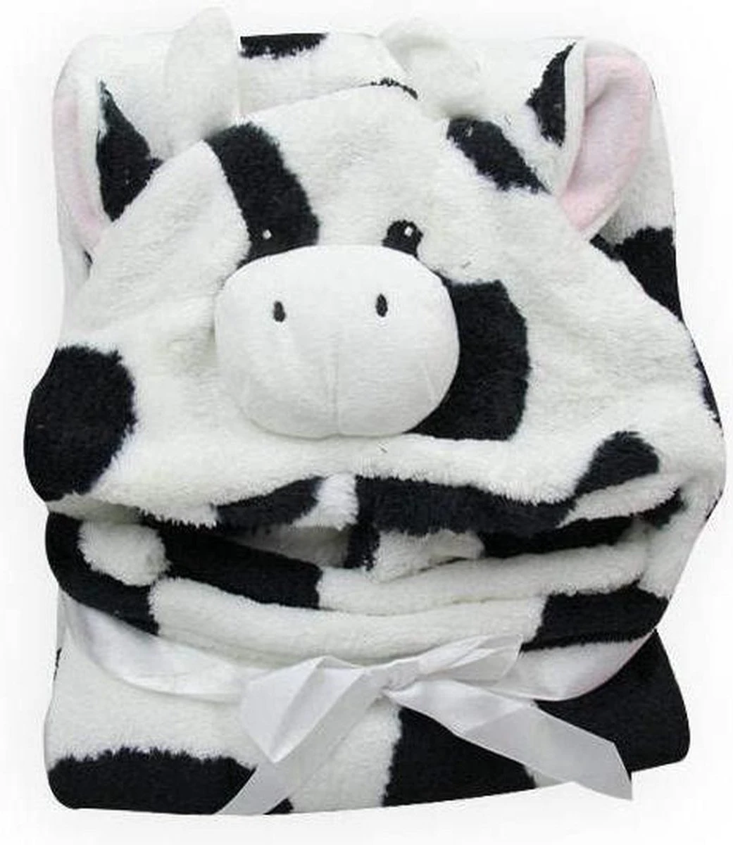 Multifunctionele Baby Fleecedeken Met Capuchon Stoere Koe! | Badcape Baby En Peuters | Deken Kinderen | Wikkeldeken | Dekentje Baby & Peuter 0-3 Jaar | Babydeken | Kraamcadeau | Babycape | Fleece Deken | Kraam | Maxi Cosi Deken | Dier | Doek - Afbeelding 2