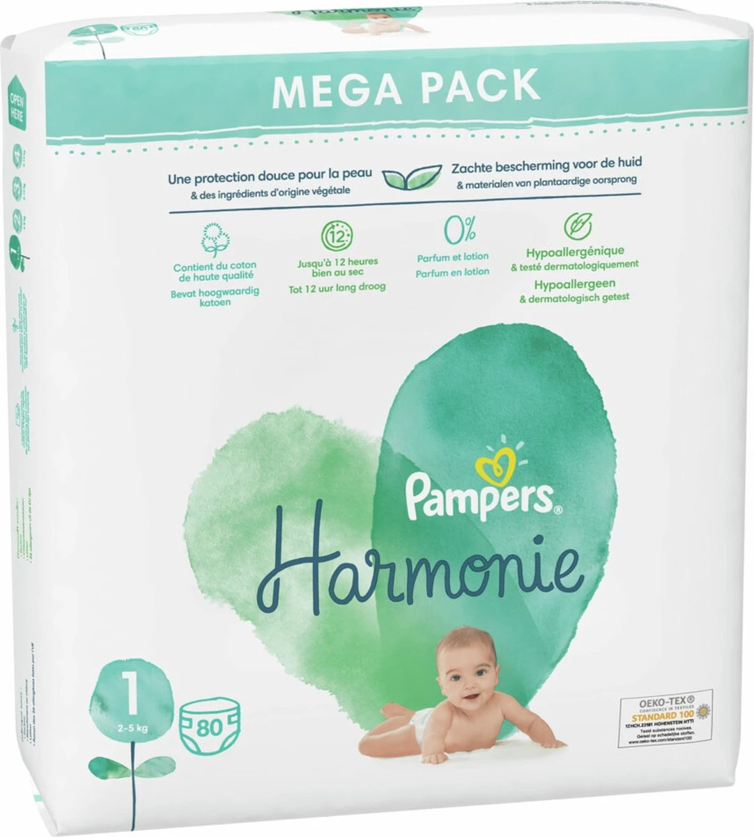 Pampers® Pampers - Harmonie / Pure - Maat 1 - Mega Pack - 80 Luiers - Afbeelding 3