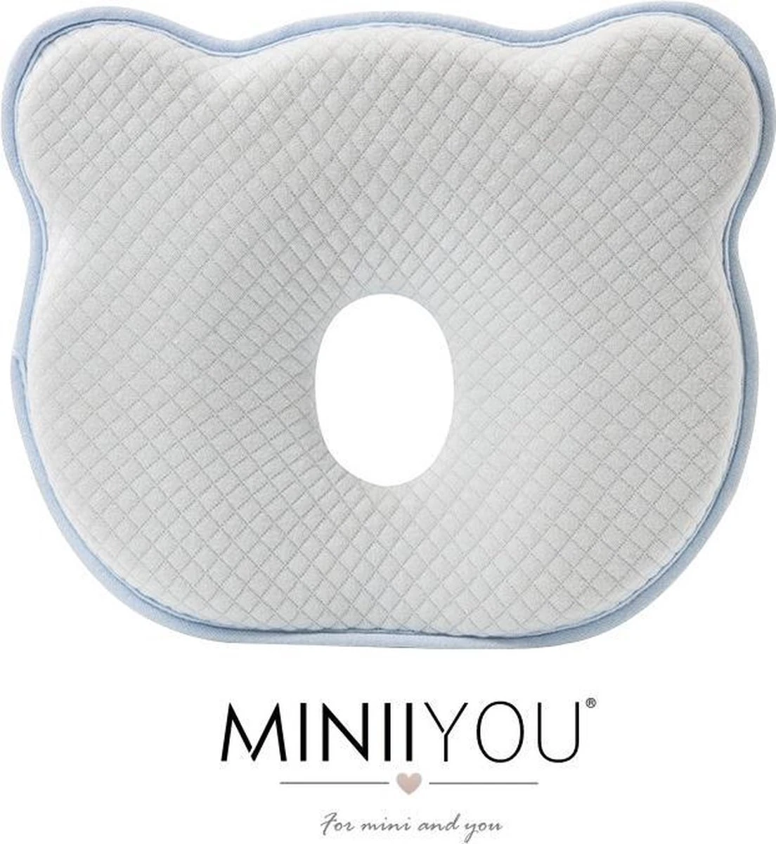 MINIIYOU® Orthopedisch Baby Hoofdkussen - Blauw - Plat Hoofd - Katoen - Traagschuim Vulling