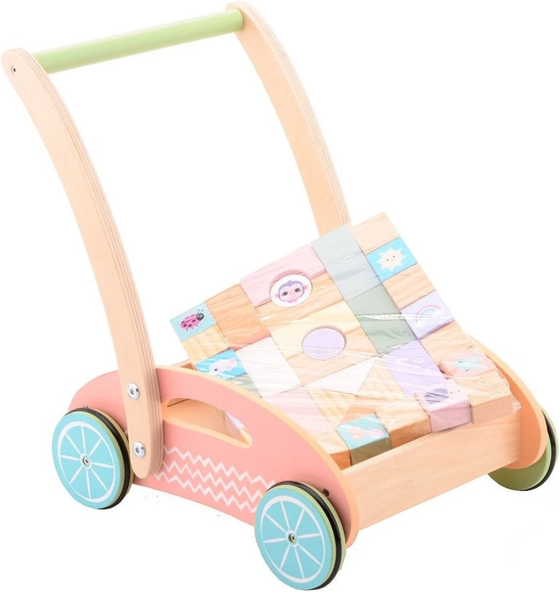 Jouéco® - The Wildies Family Loopauto Met Blokken - Afbeelding 5