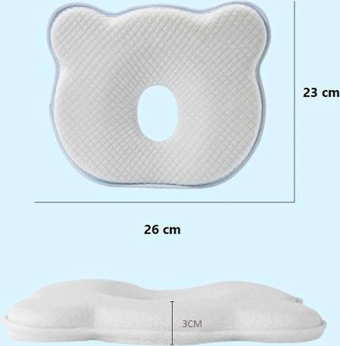 MINIIYOU® Orthopedisch Baby Hoofdkussen - Blauw - Plat Hoofd - Katoen - Traagschuim Vulling - Afbeelding 6