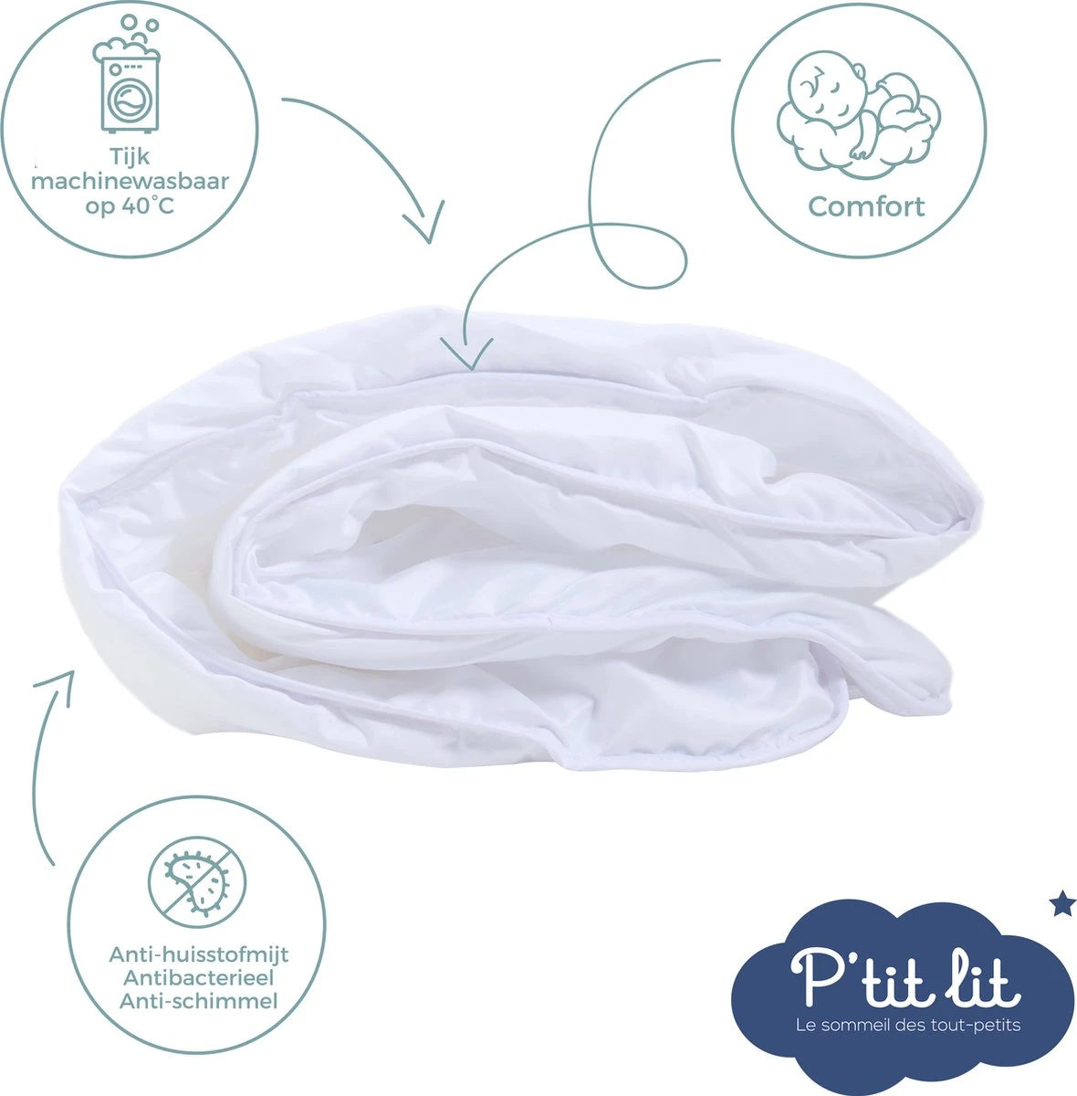 Baby Dekbed | Peuter / Kleuter - 75x120 Cm - Anti-allergisch - Ideaal Voor Bed 60x120 Cm - 100% Microvezel - Oeko-Tex® - Afbeelding 2