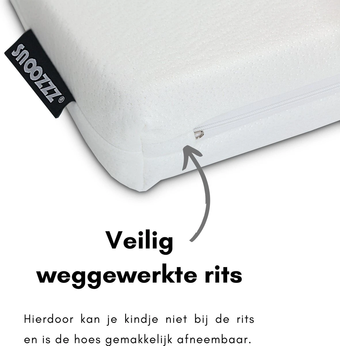 Snoozzz Reflux Kussen - Baby Hellend Kussen Voor Ledikant - Ventilerend - Met Wasbare Hoes - Wit - Afbeelding 8