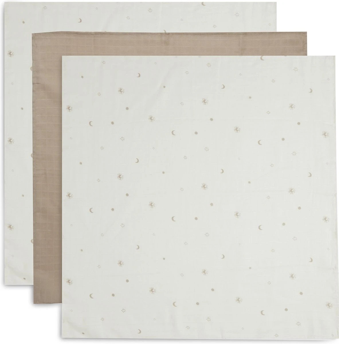Jollein Hydrofiele Doek Small 70x70cm Stargaze - Biscuit - 3 Stuks - Afbeelding 2