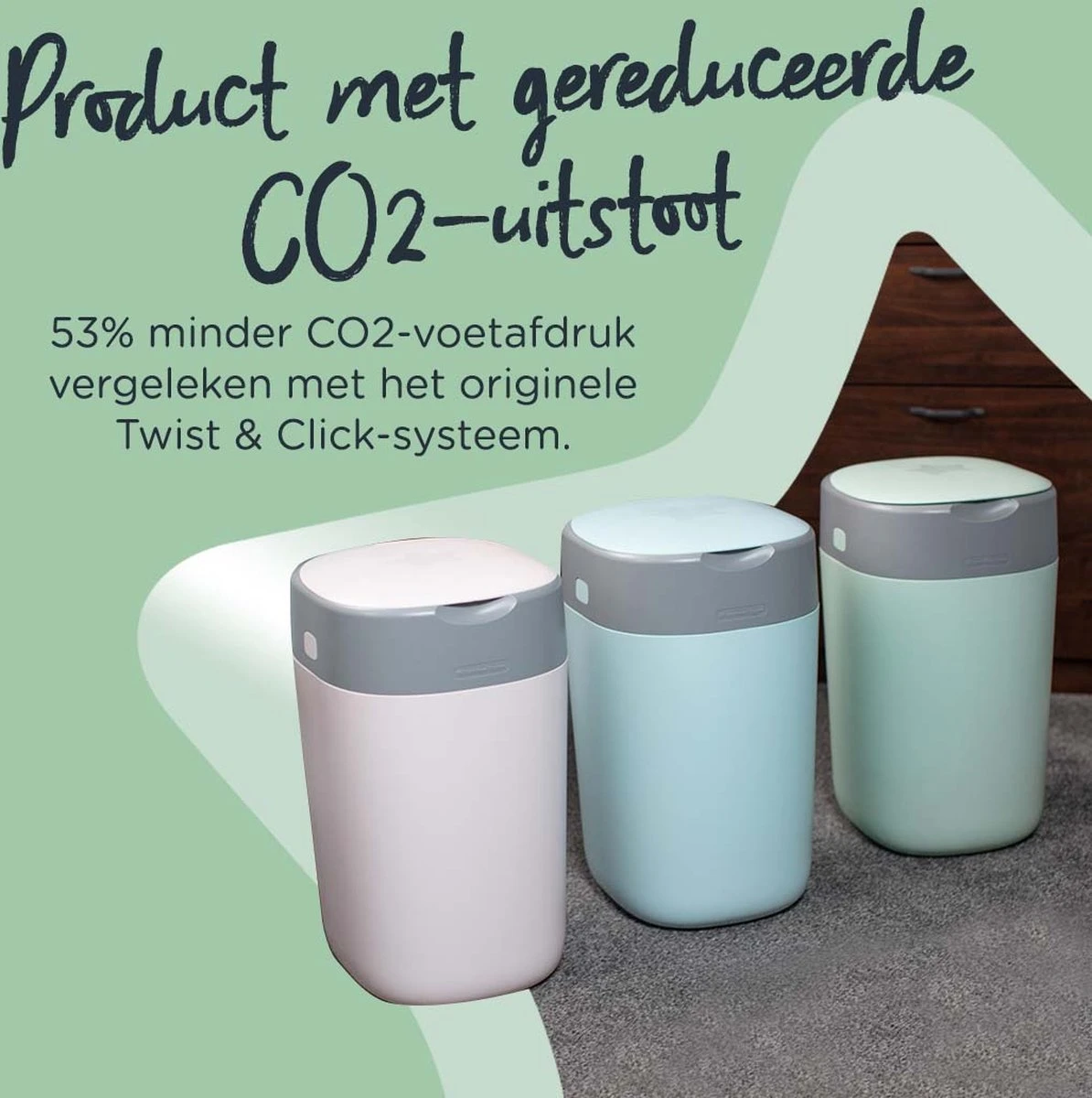 Tommee Tippee Milieuvriendelijke Twist & Click Luieremmer - Met 6 Navulcassettes - Wit - Afbeelding 8