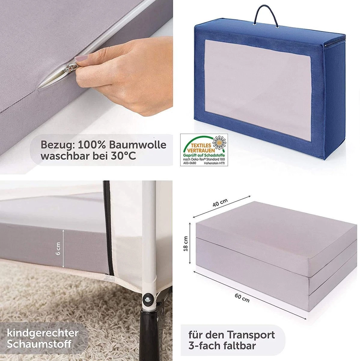 Hauck Dream N Play Campingbedje Set - Met Matras En Muggennet - Beige - Afbeelding 6