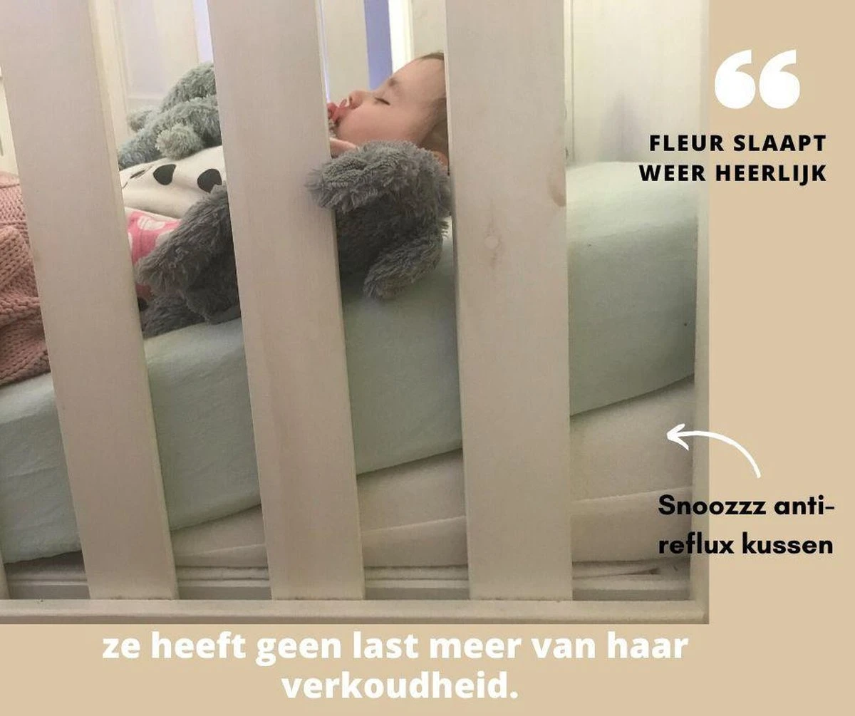 Snoozzz Reflux Kussen - Baby Hellend Kussen Voor Ledikant - Ventilerend - Met Wasbare Hoes - Wit - Afbeelding 5