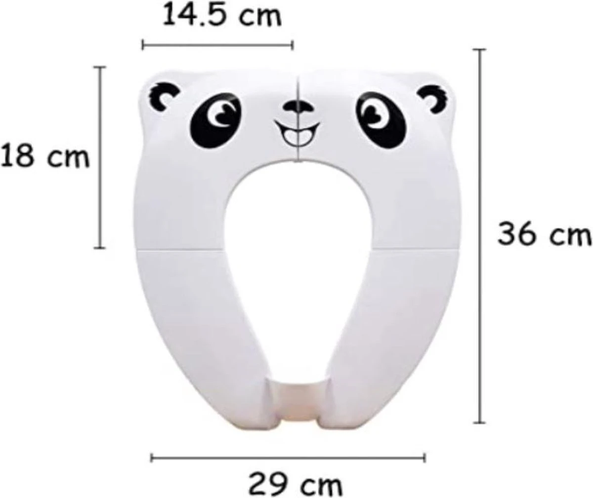Merkloos WC Verkleiner - Wit Panda Ontwerp - Toilettrainer - Opvouwbare Toilet Zitje - Toiletbril Verkleiner - Kinder WC Bril - Afbeelding 3