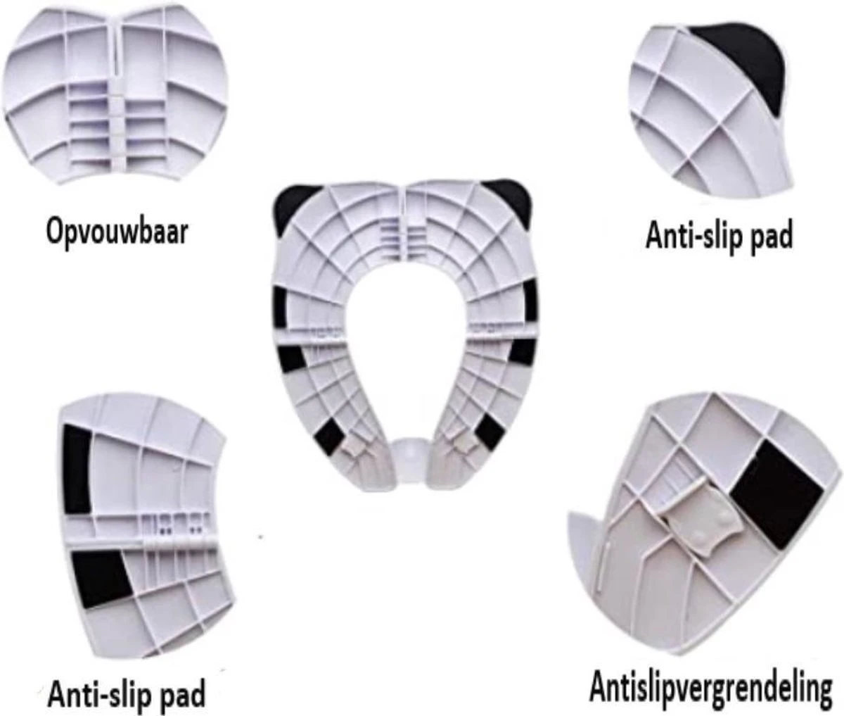 Merkloos WC Verkleiner - Wit Panda Ontwerp - Toilettrainer - Opvouwbare Toilet Zitje - Toiletbril Verkleiner - Kinder WC Bril - Afbeelding 2