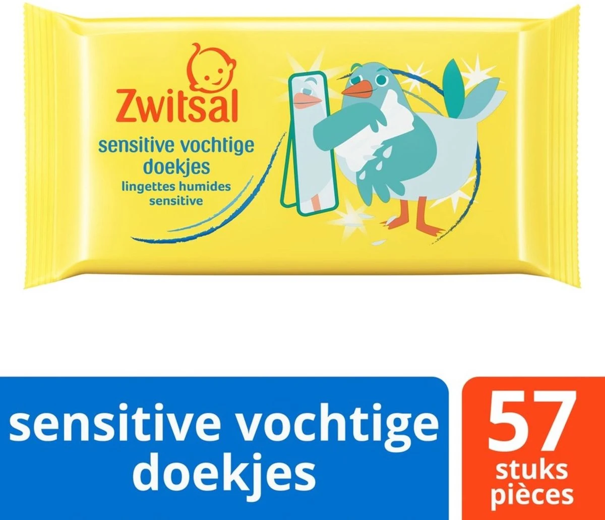 Zwitsal - Sensitive Snoetenpoetsers - Beestenboel - 1 X 57 Stuks - 57 Toetendoekjes