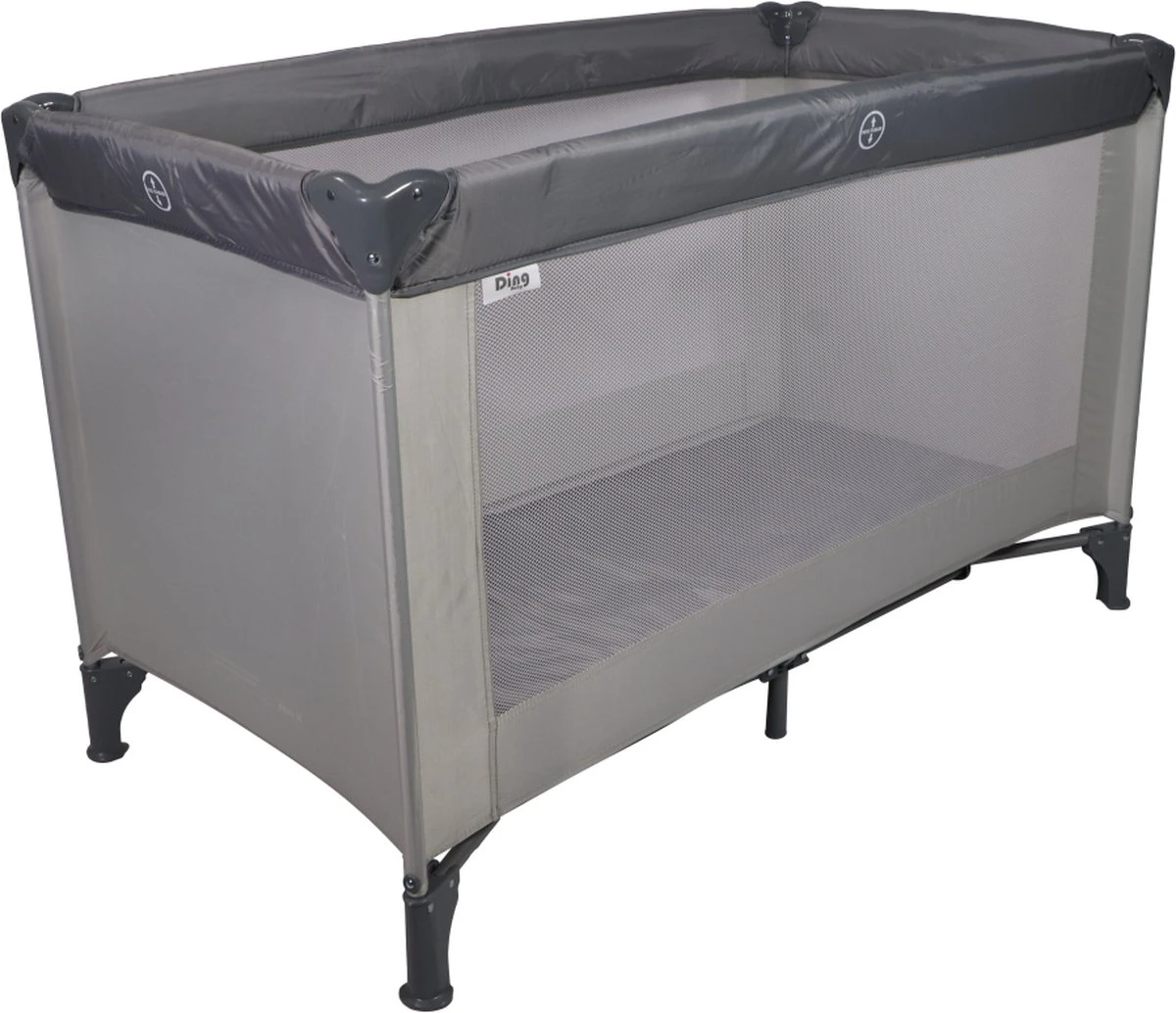 Ding Campingbedje - Grijs - 120x60 Cm - Reisbedje Inclusief Bodemmatrasje
