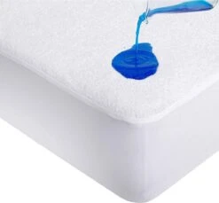 Waterdicht Matrasbeschermer-Hoeslakenbadstof-Antibacteriëel-Rondom Elastiek -Wit - Baby-Ledikant-60x120-cm