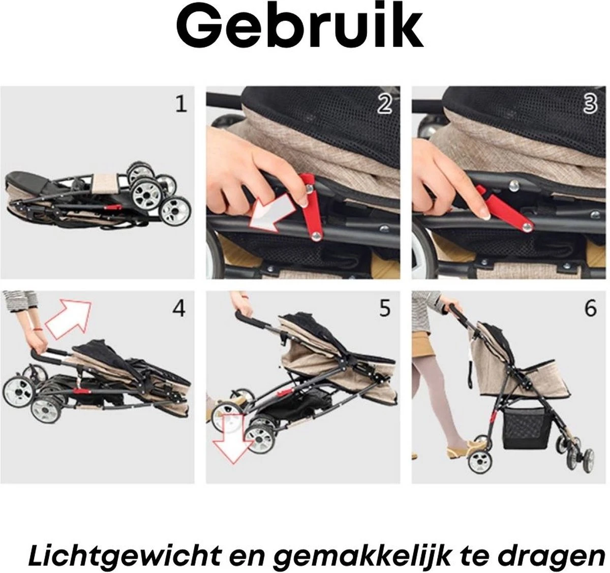 Merkloos Homezie Hondenbuggy | Huisdieren Tot 15 Kg | 4-wieler | Hondenbuggy Inklapbare | Katten Buggy | Buggy | Huisdieren Buggy - Afbeelding 3
