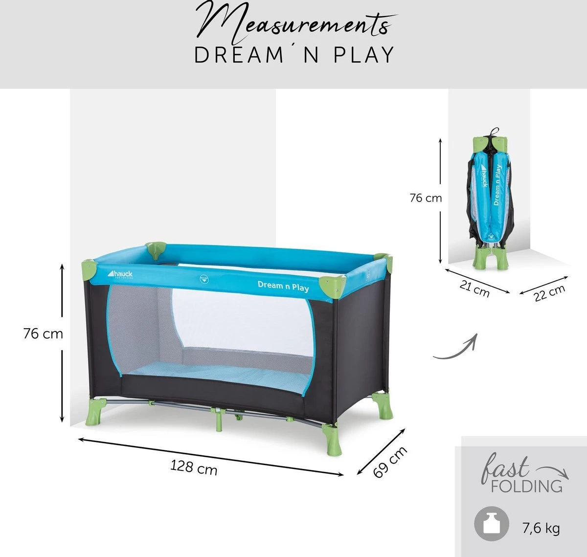 Hauck Dream N Play Campingbedje - Waterblue - Afbeelding 11