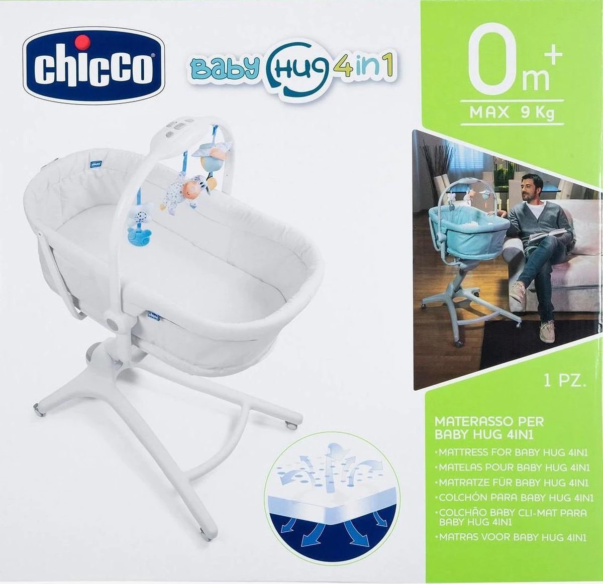 Chicco Baby Hug 4 In 1 Co-sleeper Matras - Wit - Afbeelding 2