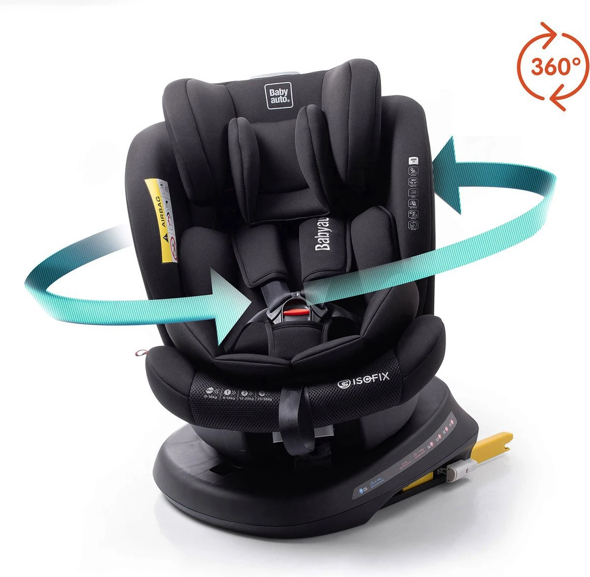 Autostoel Babyauto Rodia 360° Met Isofix - Groep 0+/1/2/3 Zwart (0-36kg) - Afbeelding 3