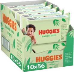 Huggies Billendoekjes - Natural Care - 10 X 56 Stuks - 560 Doekjes - Voordeelverpakking