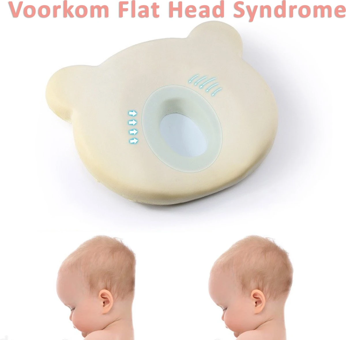 SIMIA™ Ergonomisch Babykussen Met Afneembare Hoes - Tegen Plat Achterhoofd - Hoofdkussen - Traagschuim Kussen - Memory Foam - Baby Steunkussen - Kraamcadeau - Roze - Afbeelding 2