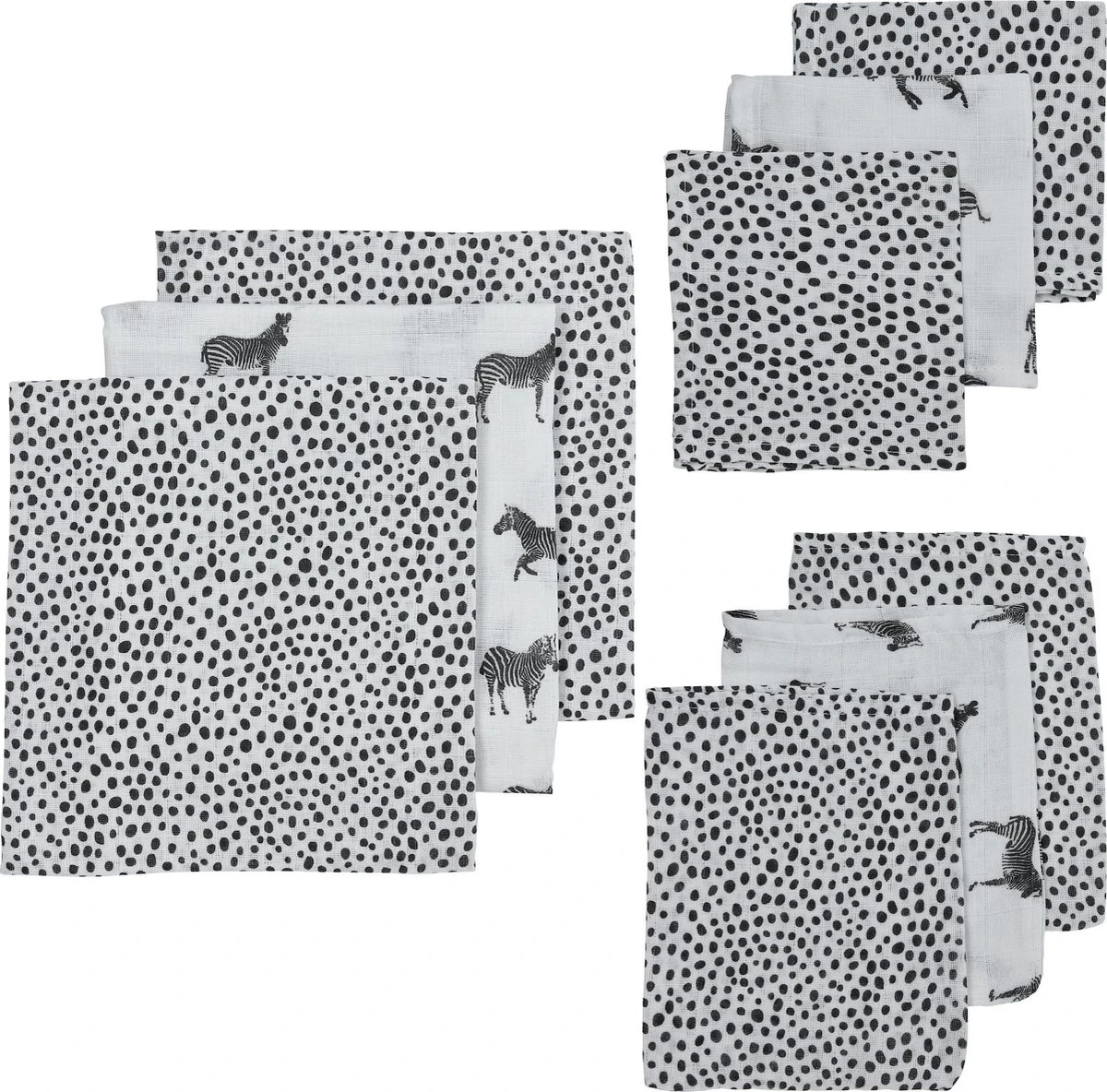 Meyco Zebra Animal Starterset - 9-pack - Hydrofiel - Black