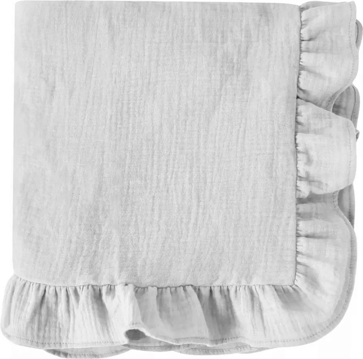 Hydrofiele Doek XL - 120x120 Cm - Ruffle Grijs - Inbakerdoek - Swaddle Doek - Afbeelding 2
