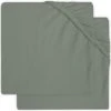 Jollein Baby Hoeslaken Ledikant Jersey 60x120cm - Ash Green - 2 Stuks