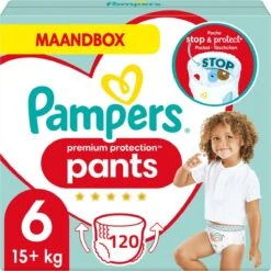PampersĀ® Pampers Premium Protection Pants Luierbroekjes - Maat 6 (+15 Kg) - 120 Stuks - Maandbox