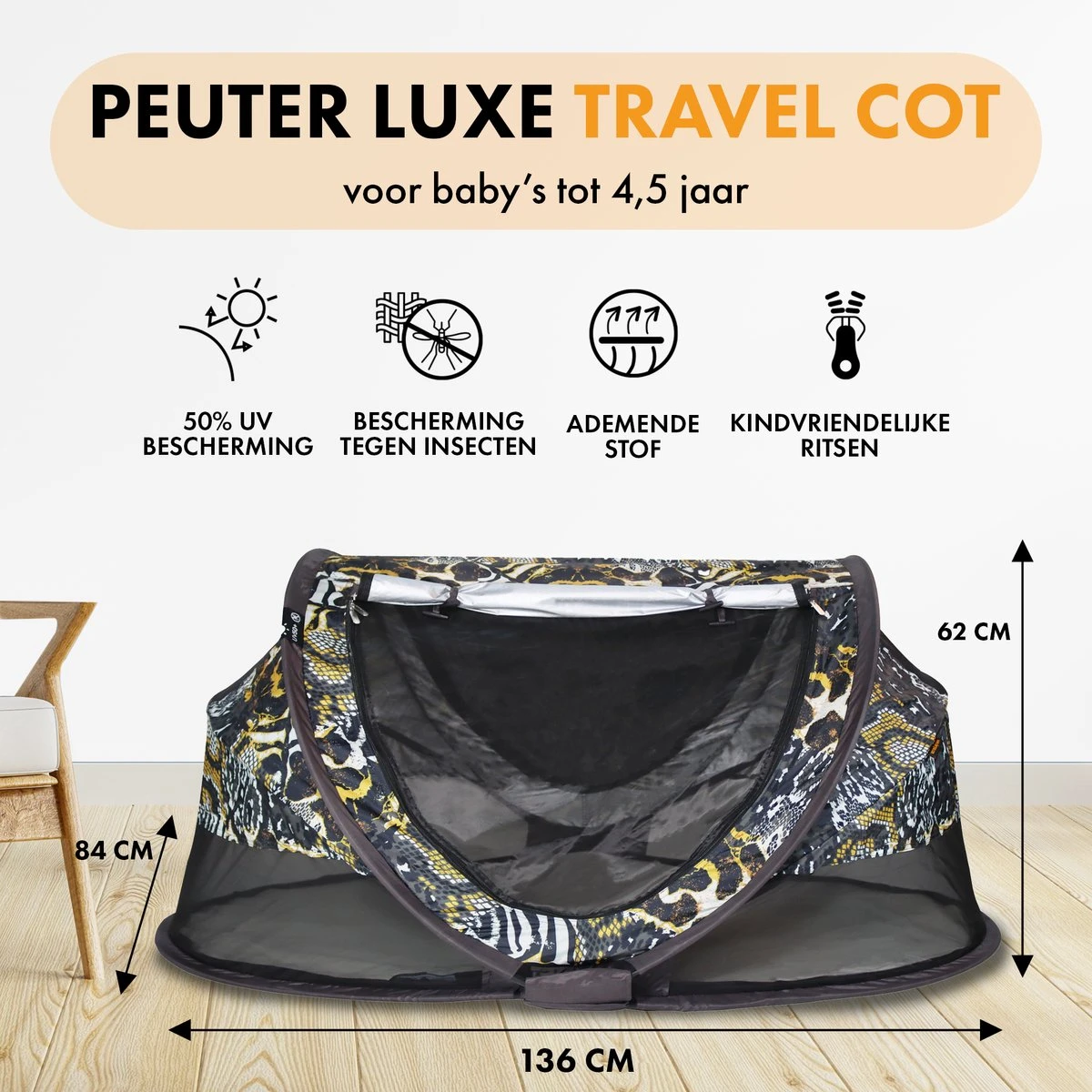 Deryan Peuter Luxe Campingbedje – Inclusief Zelfopblaasbare Matras - Zoo - Afbeelding 2