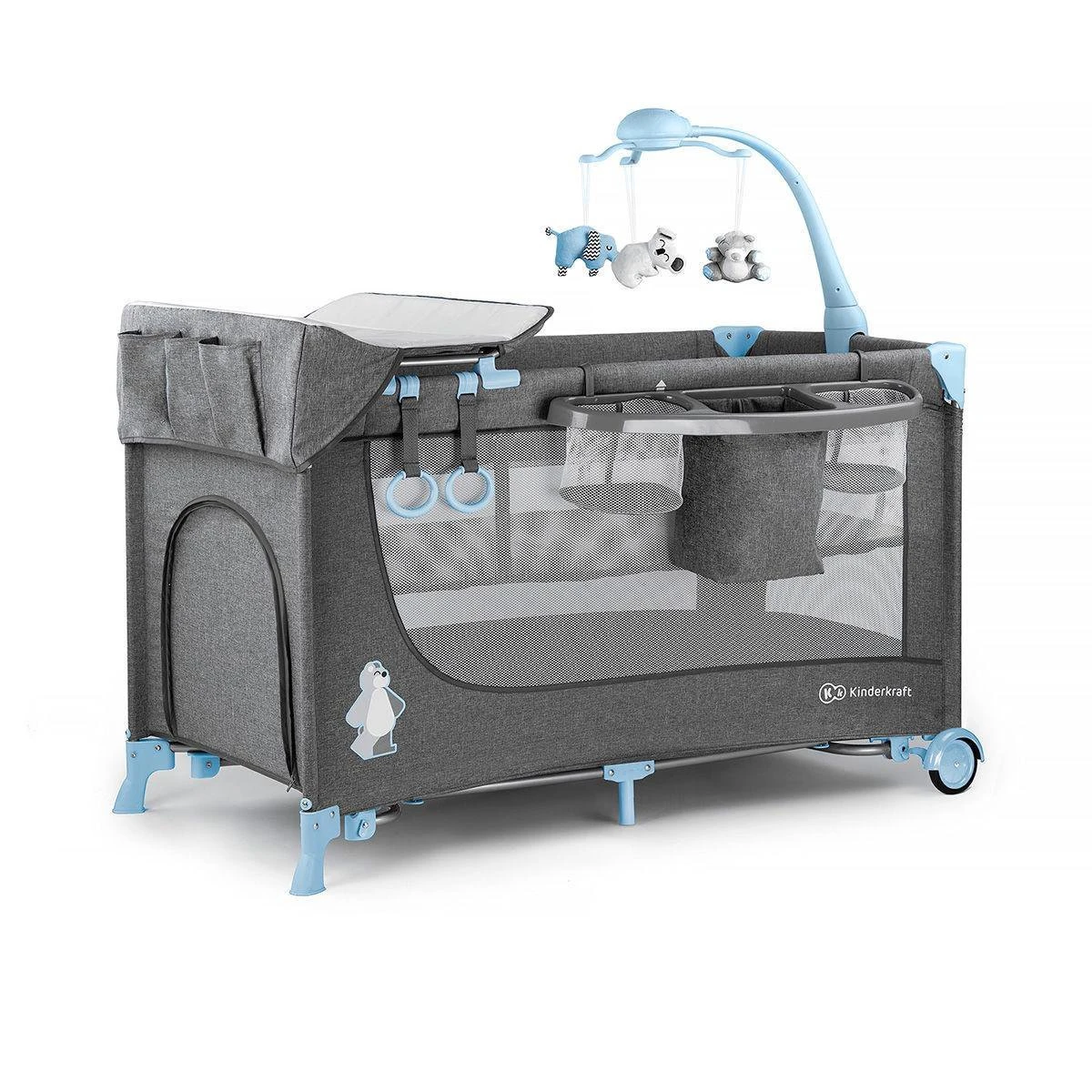 Kinderkraft Joy Luxe - Campingbed Met Schommelfunctie Blauw - Afbeelding 3