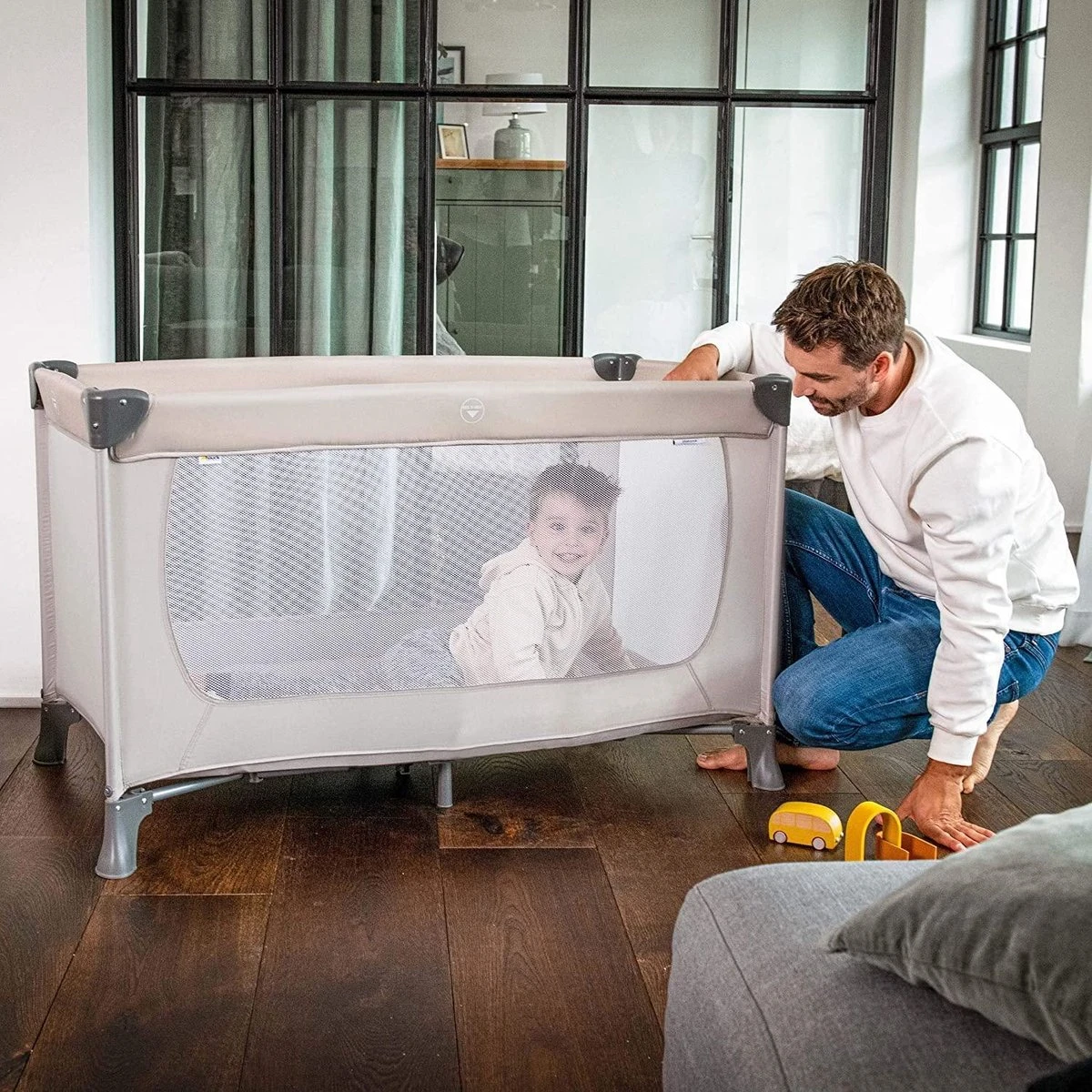 Hauck Dream N Play Campingbedje Set - Met Matras En Muggennet - Beige - Afbeelding 8