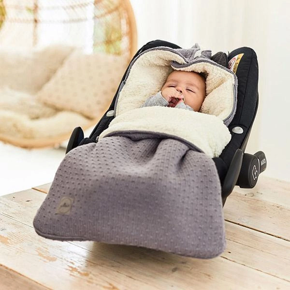 Jollein Voetenzak Voor Autostoel & Kinderwagen - Bliss Knit - Storm Grey - Afbeelding 15