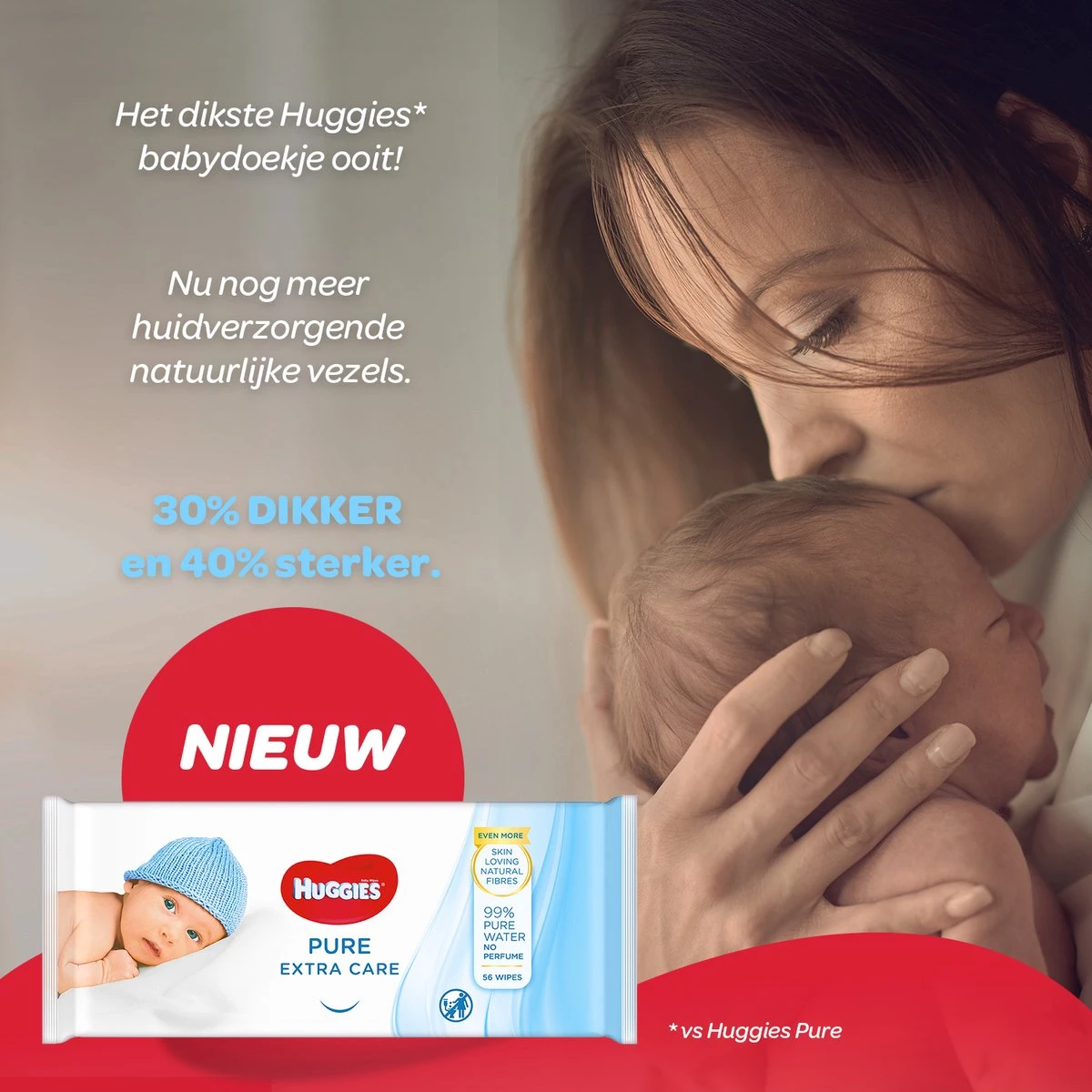 Huggies Billendoekjes - Baby Wipes - Pure Extra Care - 99% Water 56 Doekjes - Afbeelding 7