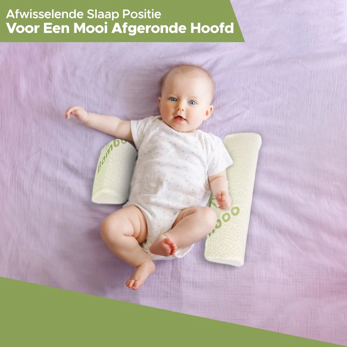 Novalits - Orthopedisch Baby Zijslaapkussen Met Traagschuim En Anti-Allergene Bamboe Microvezel Stof Om Een Plat Hoofd Tegen Te Gaan - Zijligkussen Voor Peuter - Babykussen Zijligging - Rolkussen - Steunkussen - Slaapondersteuning - Afbeelding 9