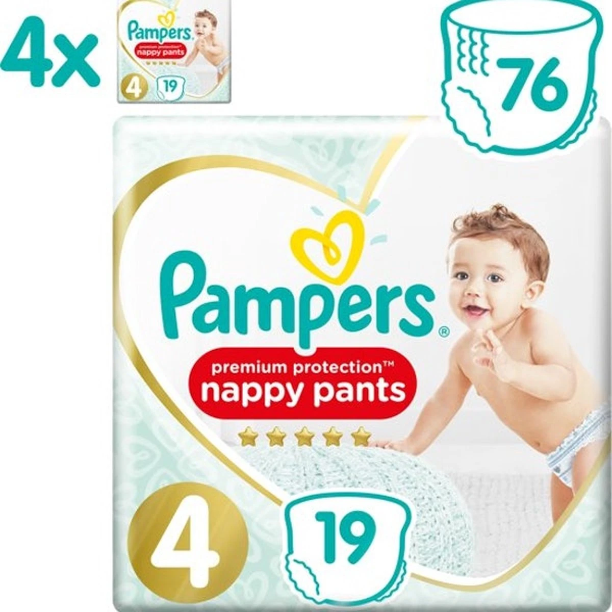 Pampers® Pampers Premium Protection Pants Luierbroekjes - Maat 4 (9-15 Kg) - 76 Stuks - Maandbox - Afbeelding 7