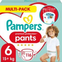 PampersĀ® Pampers Premium Protection Pants Luierbroekjes - Maat 6 (+15 Kg) - 116 Stuks - Multi-Pack