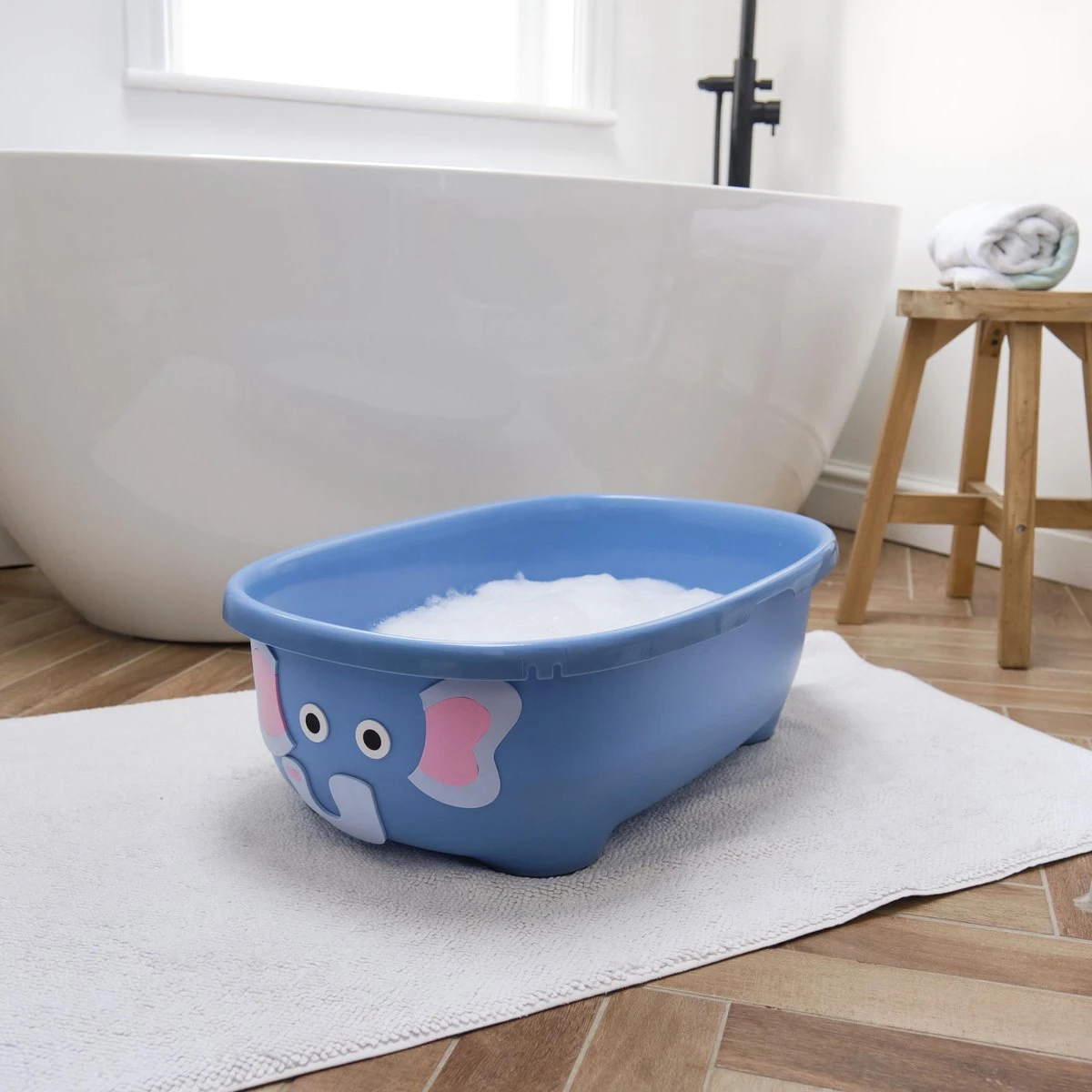 Prince Lionheart Tubimal® Met Hangmat | Baby & Peuter Badje | Opbergruimte Met Deksel | Stapelbaar | Herbruikbaar - Blauw / Olifant - Afbeelding 5