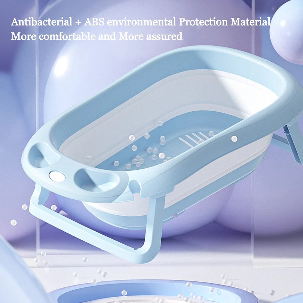 K IKIDO Babybadje - Opvouwbaar Bad Baby - Inclusief Badkussen - Peuterbadje - Blauw - Afbeelding 4