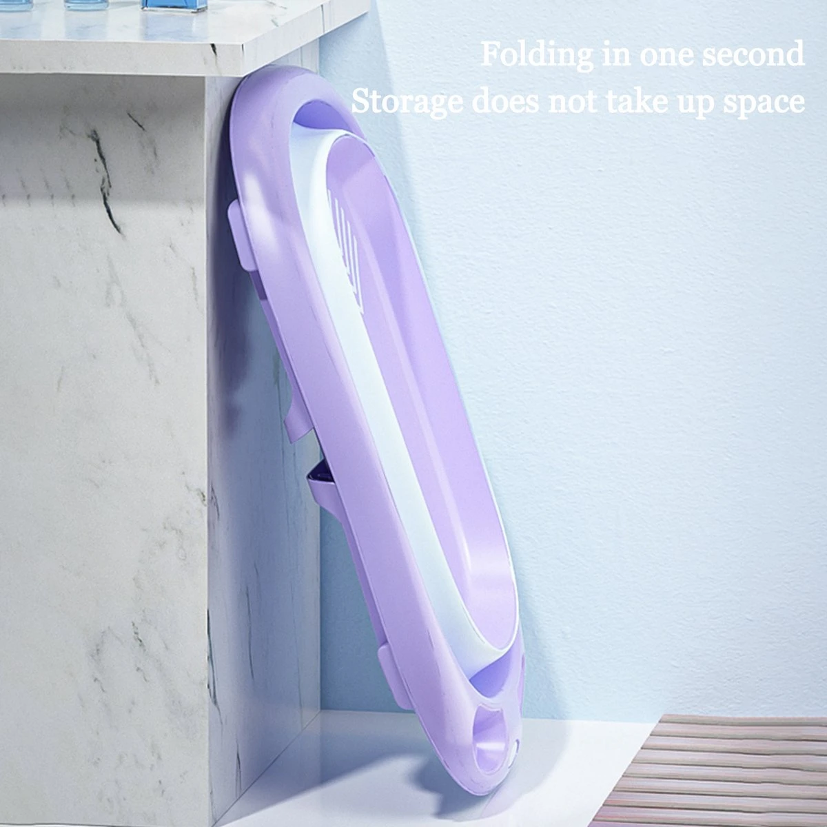 K IKIDO Babybadje - Opvouwbaar Bad Baby - Inclusief Badkussen - Peuterbadje - Blauw - Afbeelding 5