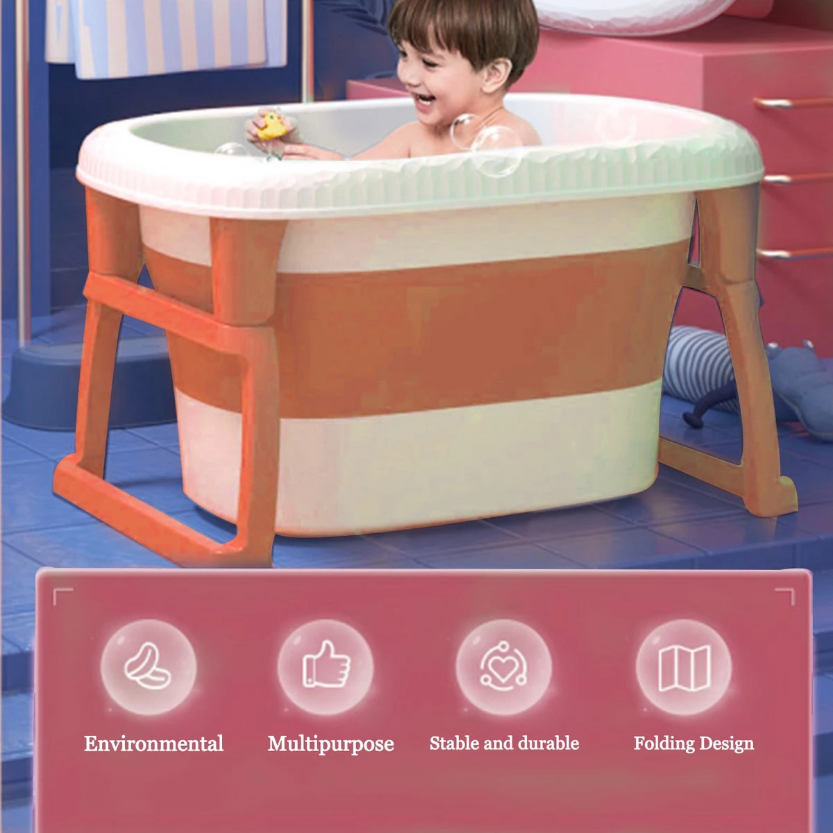 Babybadje - Inklapbaar Bad - Bad Baby - Met Badkruk - Zitbad - Bath Bucket - Opvouwbaar Bad Kinderen - Baby Badje - Opvouwbaar Bad Baby - Opvouwbaar Bad - Baby Badkussen - Afbeelding 2