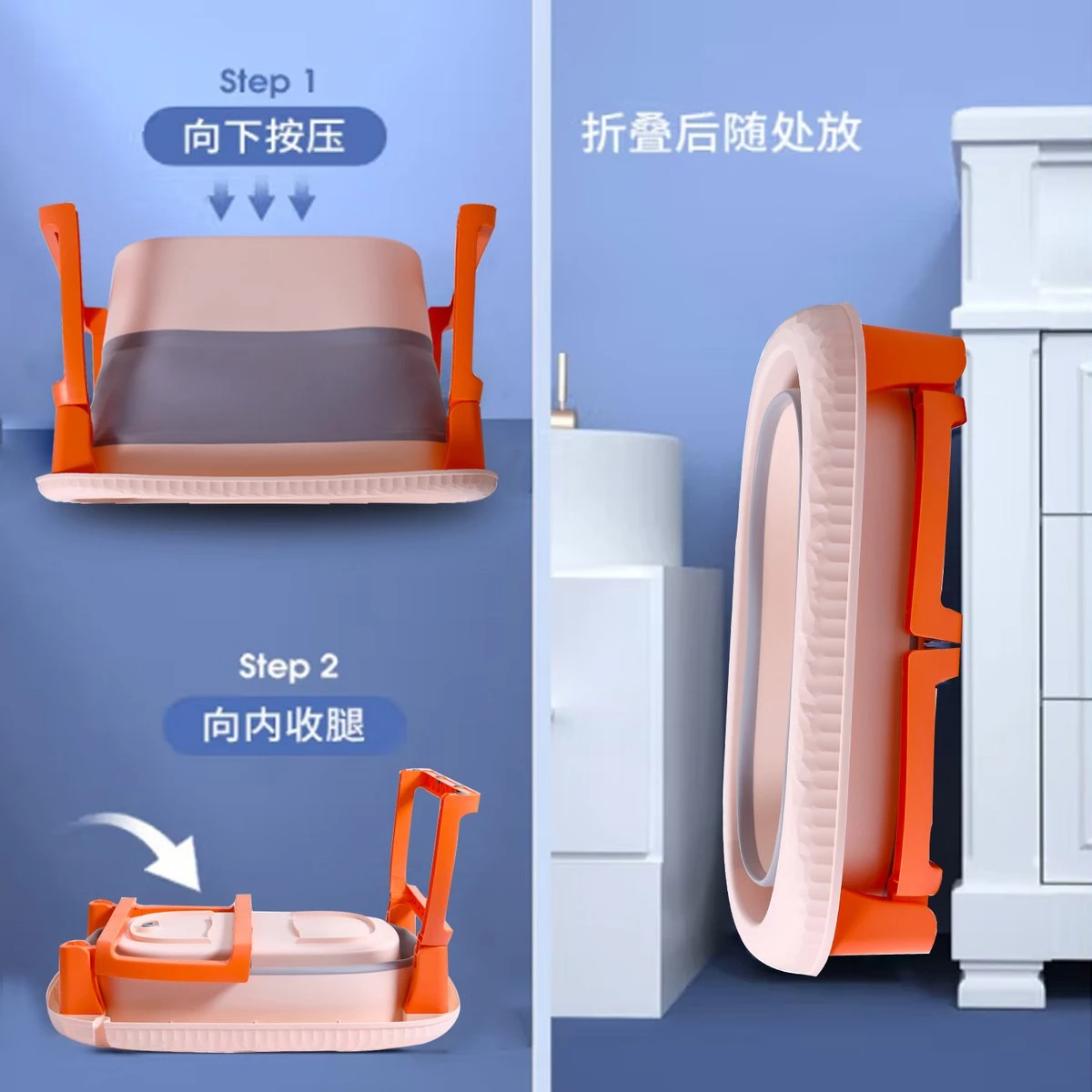 Babybadje - Inklapbaar Bad - Bad Baby - Met Badkruk - Zitbad - Bath Bucket - Opvouwbaar Bad Kinderen - Baby Badje - Opvouwbaar Bad Baby - Opvouwbaar Bad - Baby Badkussen - Afbeelding 5