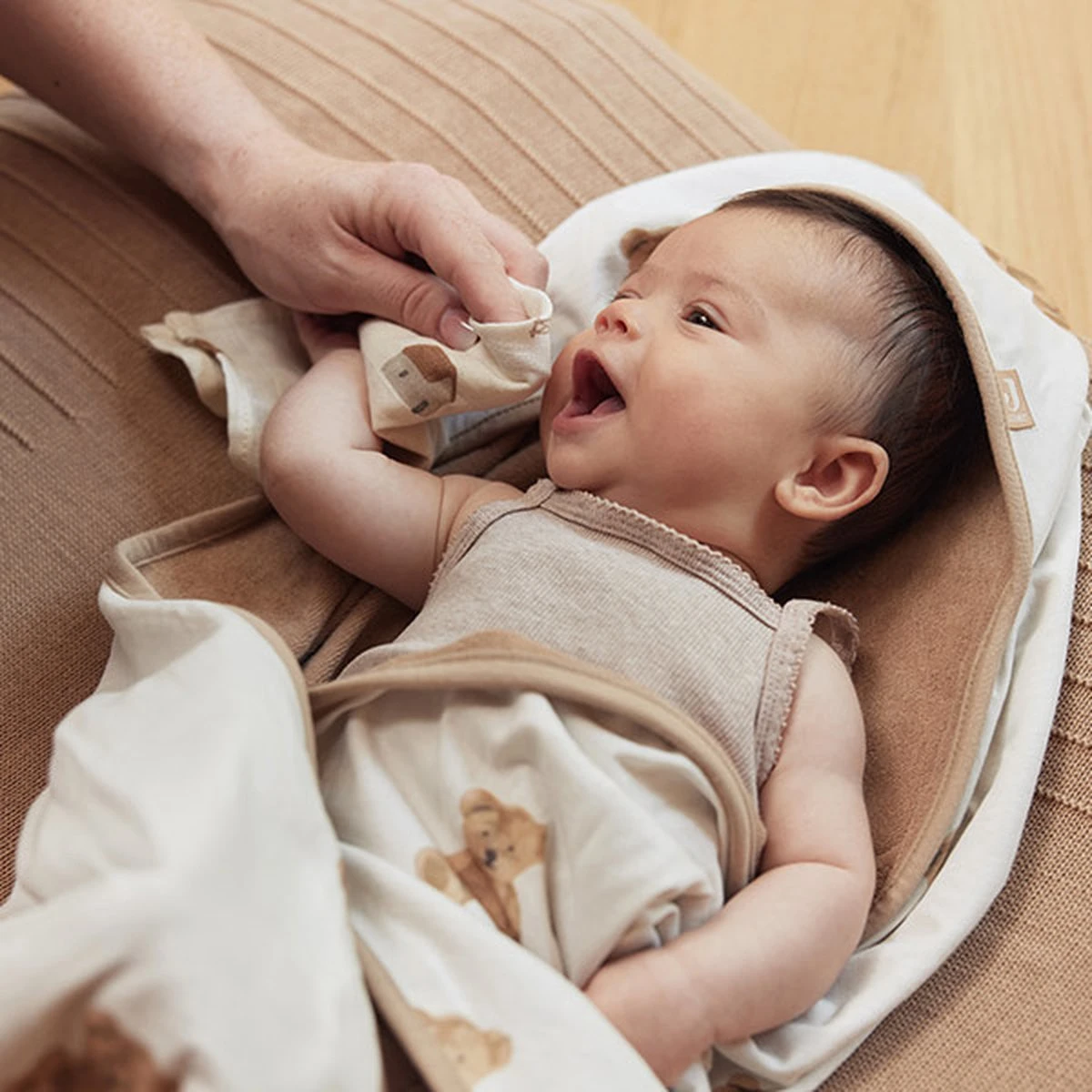 Jollein Badcape 75x75cm Teddy Bear - GOTS - Afbeelding 11