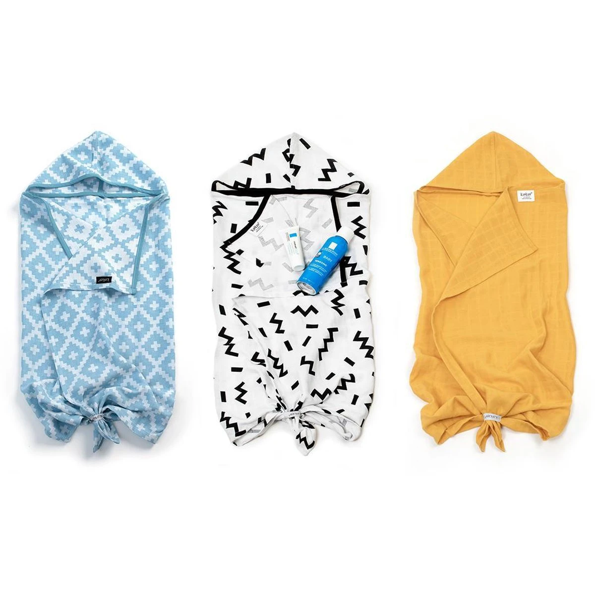 KipKep Blenker Hydrofiele Badcape - Maat 100x70cm - Memphis White - Afbeelding 6