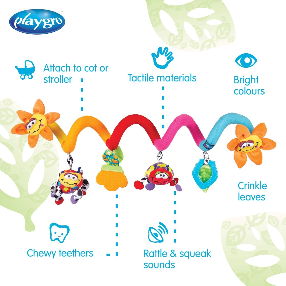 Playgro Boxspiraal Amazing Garden Twirly Whirly - Kinderwagen Speeltje - Activiteitenspiraal - Afbeelding 6