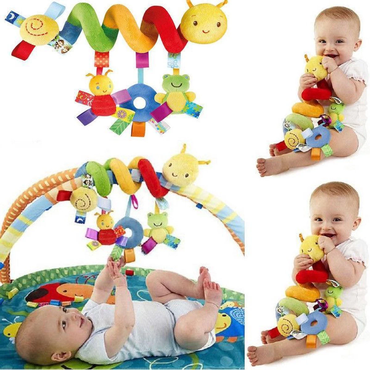 Merkloos Baby Spiraal Rups– Baby Knuffels - Baby Speelgoed - Baby Rammelaar - Boxspiraal - Maxi Cosi Spiraal - Kinderwagen Speelgoed Spiraal - Buggy Speelgoed - Auto Knuffel - Baby Spiraal Speeltje – Autostoel Ketting - Kinder Wagen Knuffels - Afbeelding 2