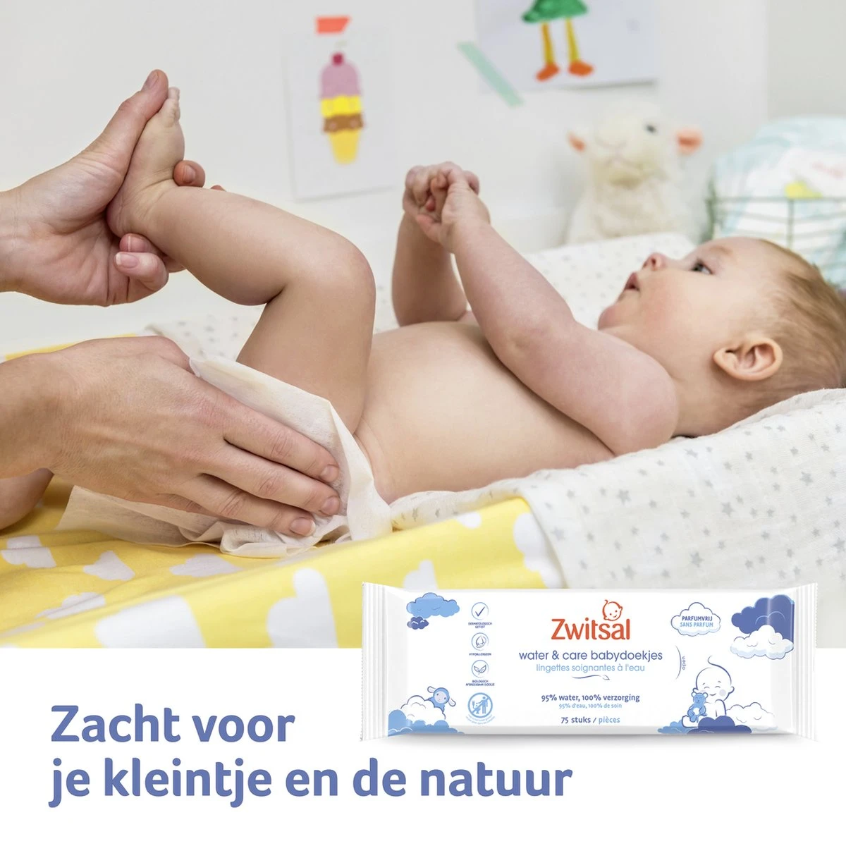Zwitsal Water & Care Billendoekjes Parfumvrij - 900 Doekjes - Voordeelverpakking - Afbeelding 7