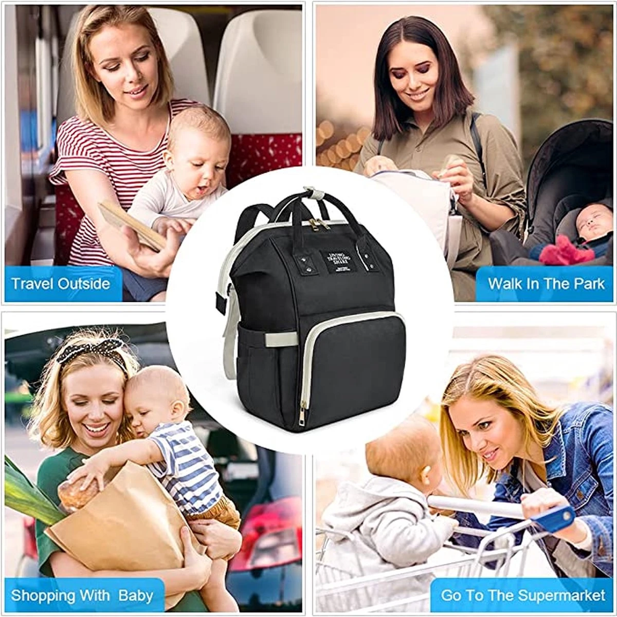 Premium Baby Luierrugzak - Baby Tas - Luiertas Met Grote Capaciteit - Multifunctionele Waterdichte Pamper Tas - Zwangerschap Tas - Kraamcadeau - Baby Shower - Afbeelding 4