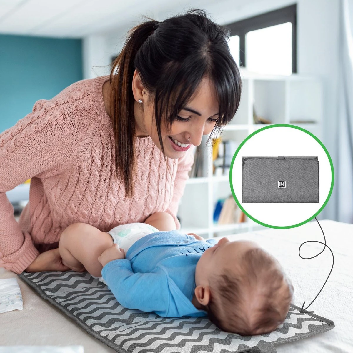 Brisby Slijtvast Verschoonmatje – Voorzien Van Een Klittenbandsluiting Voor Gemakkelijke 1-Hands Bediening - Donkergrijs - Afbeelding 2