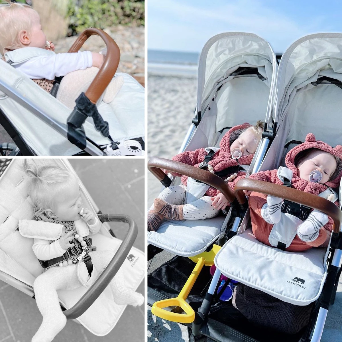 Deryan Luxe Rolo X2 Dubbele Buggy - Duo Buggy - Creme - Afbeelding 10