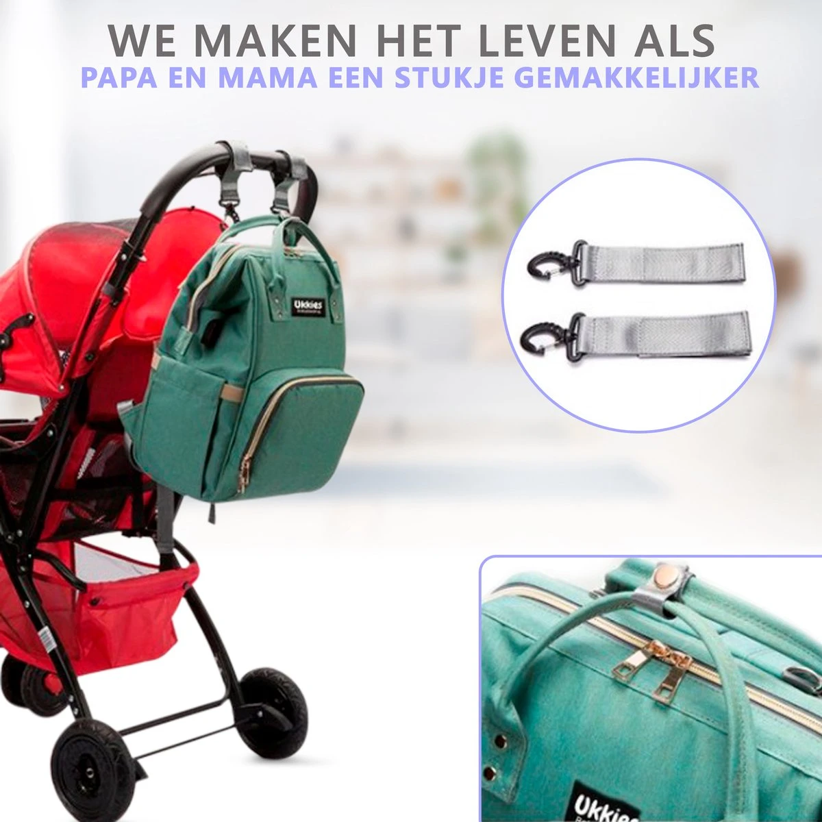 Luiertas Rugzak - Gratis Flessenwarmer En Gratis Kinderwagen Haken - Eindeloos Opbergruimte - Ruime Luiertas - Draaggemak - Mint-groen - Afbeelding 5